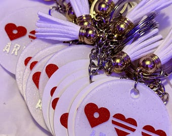 2026 Set of 10, KEYRING for Freebies/Tradeables for Upcoming Concerts, White w/Arirang Inspired Heart Design