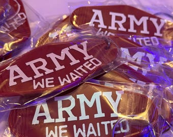 NEW! 2026 [Set of 10] Keychain / KeyFob for ARMY, With Message of “We Waited” on one side and Van on the other, Tradeable or Giveaways