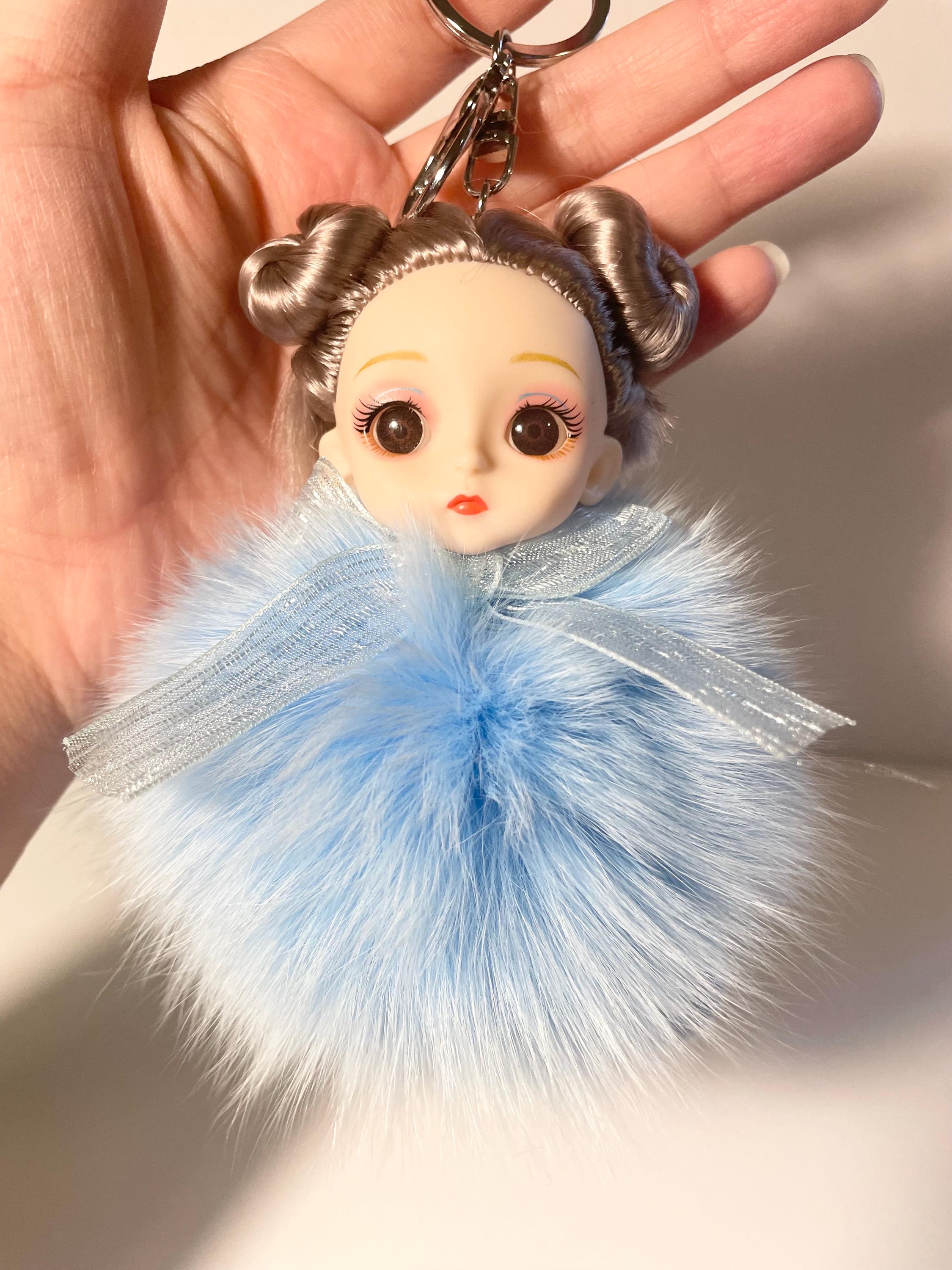 その他 PERMPOOM DOLL KEYCHAIN Baby Doll Keychains | Pom Pom Doll Keychains | White, Blue