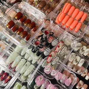 Press On Nails Set: Surprise Nail Art Box with Charms, Mystery Nails