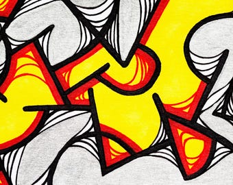 Abstract Arrows Art, Hand-Drawn Notecard (Digital Download)