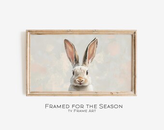 Frame TV Easter TV Art, Vintage Peeping Bunny Rabbit in Field Image, Digital Art, Oil Painting Home Decor, Spring Easter Decor, Antique Art