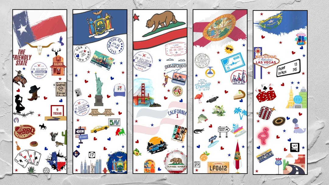 USA States Themed Bookmark: Printable Gift for Book Lovers (digital ...