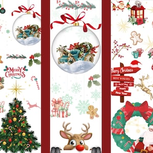 Christmas Themed Bookmark, Digital Bookmark, Printable Bookmark, Instant Download, Digital Printable Bookmark for Book Lovers