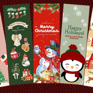 Christmas Themed Bookmark, Digital Bookmark, Printable Bookmark, Instant Download, Digital Printable Bookmark for Book Lovers