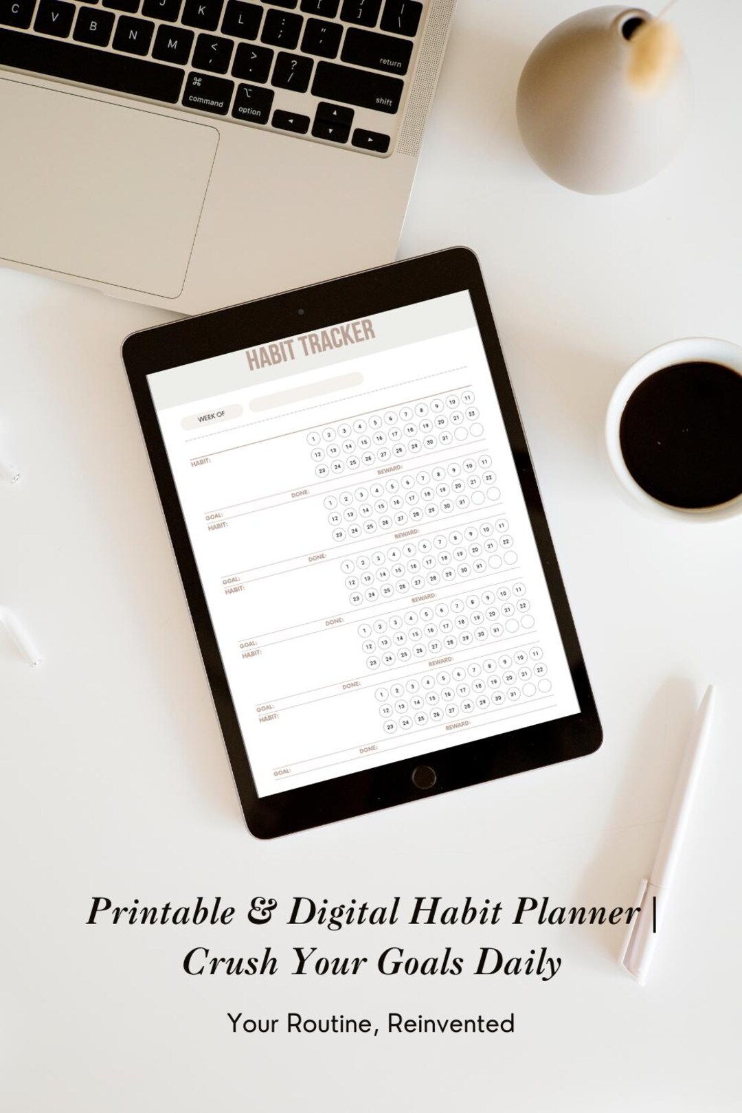 Minimalist Habit Tracker | Editable Canva Template (printable & Digital ...