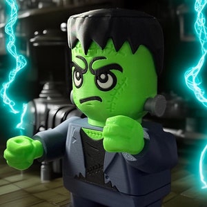 Frankenstein&#39;s Monster PLA Action Figure: Neon Green Halloween Decor