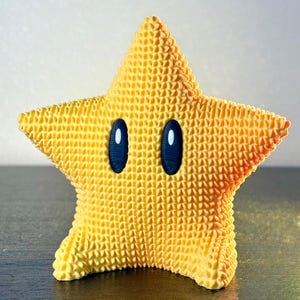 3D Printed Super Mario Star: Knitted Texture Nintendo Gift