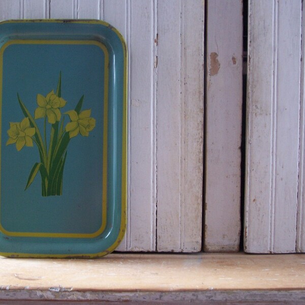 Vintage Metal Flower Serving Tray