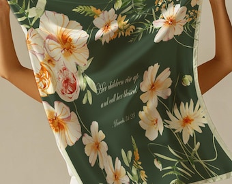Aangepaste bloemenzijden sjaal – Gepersonaliseerde Moederdagcadeau, Huwelijksverjaardagscadeau