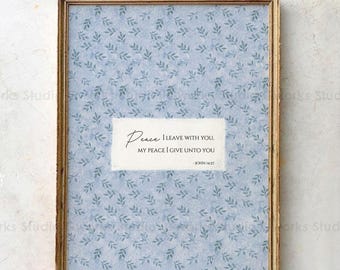 Peace I Leave With You schriftmuurkunst, John 14:27 ingelijste print, gepersonaliseerde bijbelvers decor
