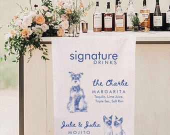Custom Pet Portrait Bar Sign: Modern Wedding Decor, Signature Cocktails