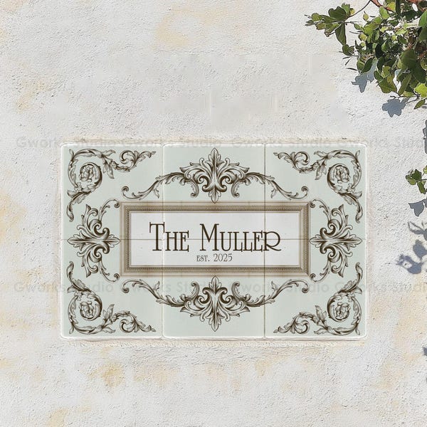 Custom Ceramic Family Sign - Personalized Tiles, Vintage House Number Address Plaque, Housewarming Gift