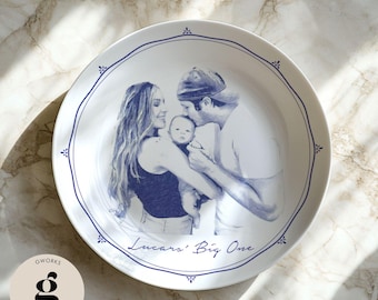 Personalized Family Portrait Ceramic Plate : Family Sketch Painting Anniversary Christmas Keepsake Gift for Mom