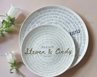 Custom Wedding Lyric Ceramic Plate – Personalized First Dance Song Anniversary Gift, Family Heirloom