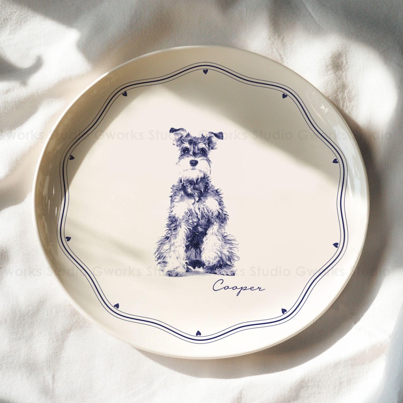 Custom Pet Portrait from Photo Ceramic Plate Personalized Dog Mom Gift Custom Pet Drawing Home Décor Pet Memorial Gift for Dog lovers PPG1