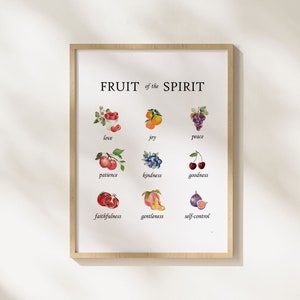 Fruit of the Spirit Watercolor Art Print: Christian Retro Home Décor, Galatians 5-22 Printable