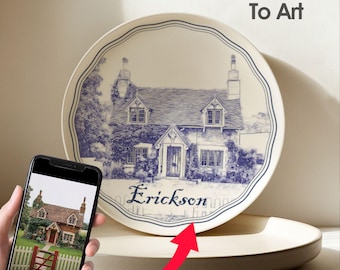 Personalized Our First Home Ceramic Plate - Custom Wedding Housewarming Gift Nanas House Portrait Gift