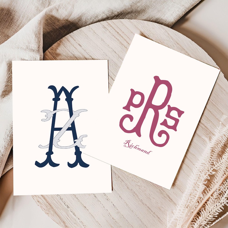 Left Side Intital R Interlocking Initals Personalized Monogram Wedding & Family Sign - Custom Vintage Initials ...