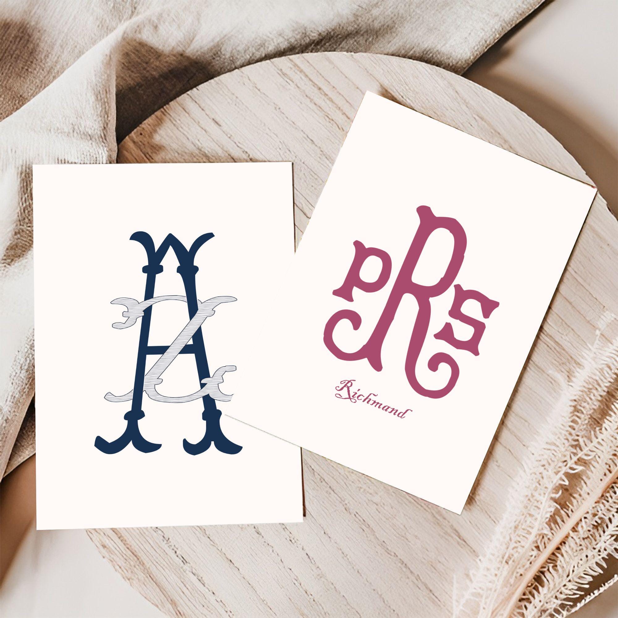 Personalized Monogram Wedding & Family Sign - Custom Vintage Initials ...