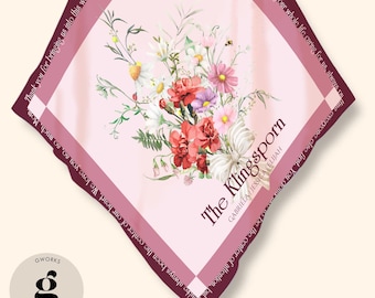 Custom Birth Flowers Family Bouquet Scarf – Mother's Day Bonus Mom Gift, Wedding Favors