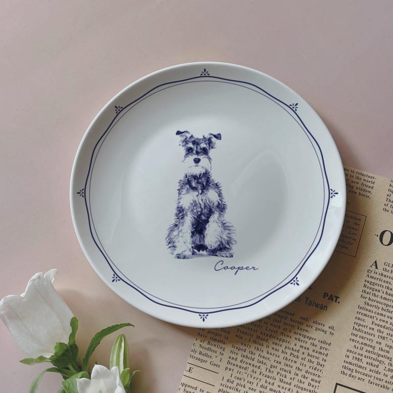 Custom Pet Portrait from Photo Ceramic Plate Personalized Dog Mom Gift Custom Pet Drawing Home Décor Pet Memorial Gift for Dog lovers PPG1