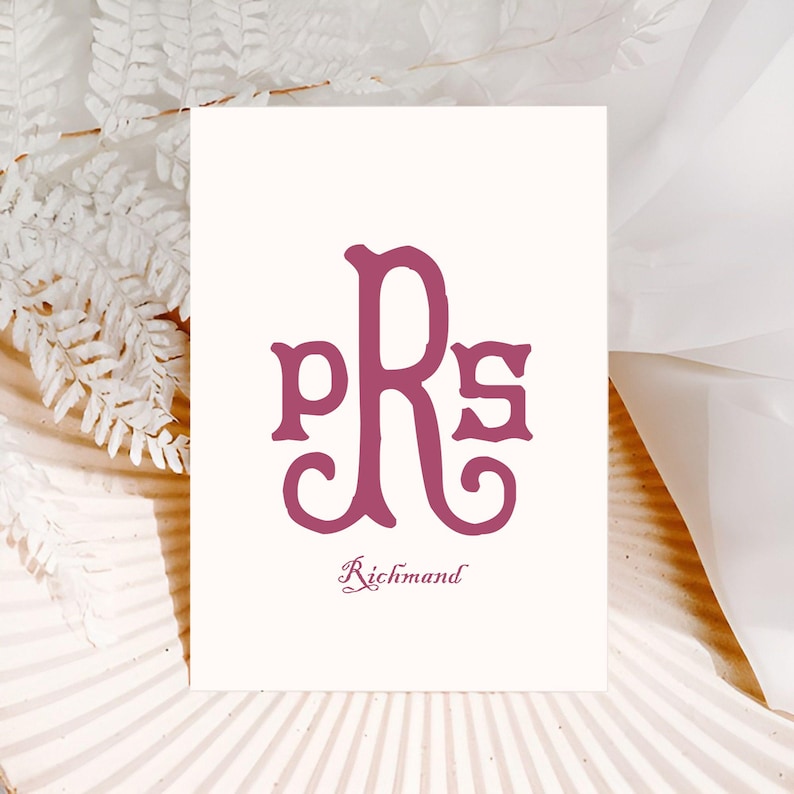 Left Side Intital R Interlocking Initals Personalized Monogram Wedding & Family Sign - Custom Vintage Initials ...