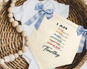 Personalized Kid Affirmation Banner: Boho Nursery Decor, Bible Verses