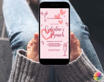 Editable Galentine's Brunch Invitation | Mobile-Friendly | Girls' Cute Brunch Party Template