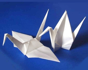 100 Large Origami Cranes Origami Paper Cranes - Made of 15cm 6 inches Japanese Paper - White