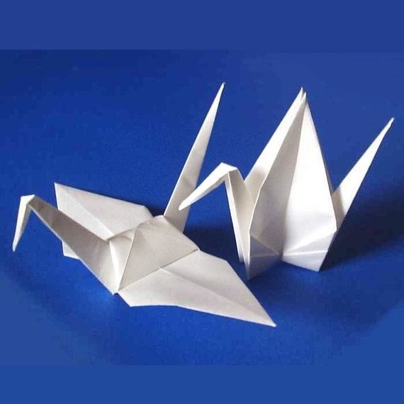 100 Large Origami Cranes Origami Paper Cranes Made of 15cm 6 Inches  Japanese Paper White 