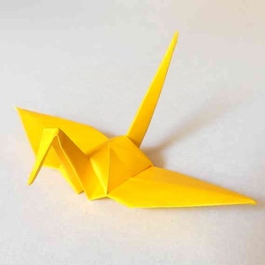 100 Small Origami Paper Cranes - Made of 7.5cm 3 inches Japanese Paper - Sunflower Yellow