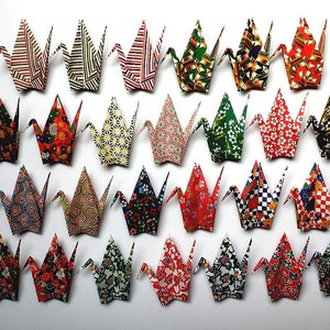 100 Large Origami Cranes Origami Paper Cranes - Made of 15cm 6 inches Japanese Washi Chiyogami Paper