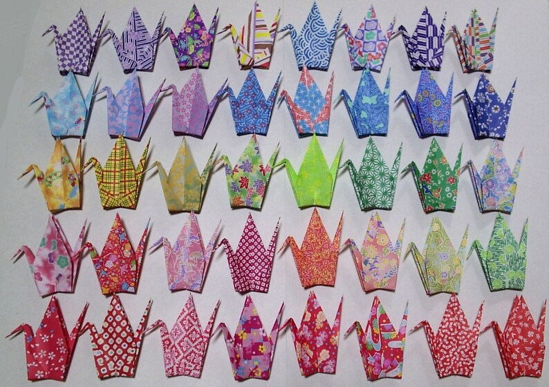 40 Large Origami Cranes Origami Paper Cranes Made of 15cm 6 Etsy