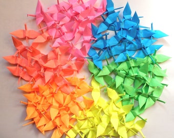 6 Vivid Colors - 96 Small Origami Cranes Origami Paper Cranes - Made of 7.5cm 3 inches Japanese Tant Paper