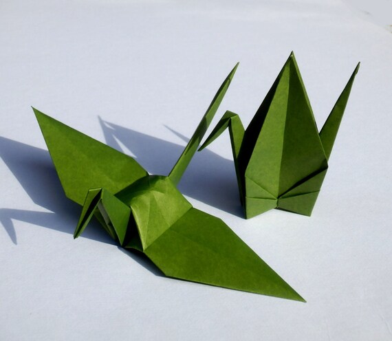25 Large Origami Cranes Origami Paper Cranes Made Of 15cm 6 Japanese Paper Dark Olive Green Ormanemt Decoration Wedding Birthday Xmas