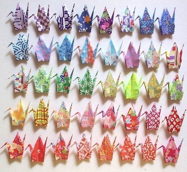 40 Patterns Made of 7.5cm 3 inches Japanese Print Chiyogami Paper 120 Small Origami Cranes Origami Paper Cranes Origami Crane