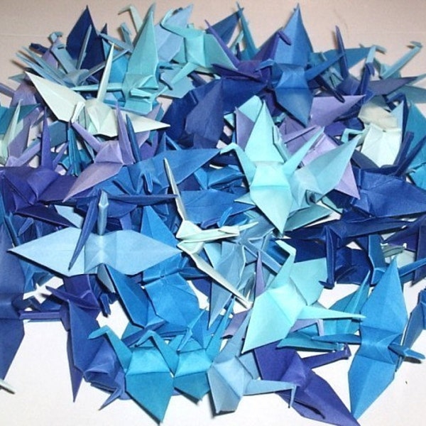 96 Origami Cranes Origami Paper Cranes Paper Crane Origami Crane - 7.5cm 3 inches Japanese Paper - 12 Blue Colors - Small