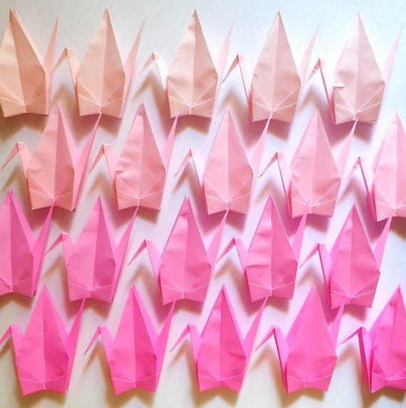 100 Large Origami Cranes Origami Paper Cranes Made of 15cm 6 Japanese Paper  4 Pink Colors Party Decoration Wedding Anniversary Decor 