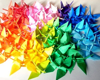 1000 Small Origami Cranes Origami Paper Cranes - Made of 7.5cm 3" Japanese Paper - 20 Colors - Wedding Party Decoration Ornament Gradation