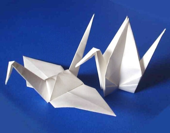 50 Large Origami Cranes Origami Paper Cranes Made Of 15cm 6 Inches Japanese Paper White