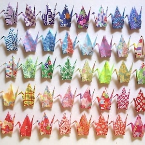40 Small Origami Cranes Origami Paper Cranes Origami Crane - Made of 7.5cm 3&quot; Japanese Print Chiyogami Paper - 40 Patterns - Ornament Decor