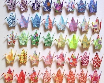 40 Small Origami Cranes Origami Paper Cranes Paper Crane Origami Crane - Made of 7.5cm 3 inches Japanese Print Chiyogami Paper
