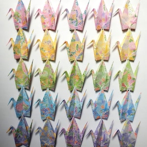 Flower Pattern - 100 Large Origami Cranes Origami Paper Cranes - Made of 15cm 6 inches Japanese Washi Chiyogami Paper - Decoration Ornament