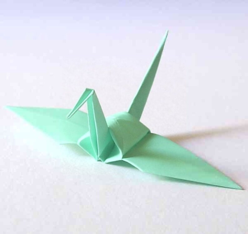 100 Small Origami Cranes Origami Paper Cranes Made Of 75cm 3 Inches Japanese Paper Ice Green