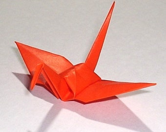 100 Small Origami Paper Cranes - Made of 7.5cm 3 inches Japanese Paper - Orange