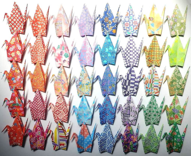 40 Large Origami Cranes Origami Paper Cranes Made of 15cm 6 Etsy