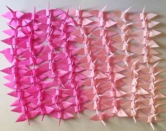 1000 Small Origami Cranes Origami Paper Cranes - Made of 7.5cm 3" Japanese Paper - 4 Pink Shade - Ready to Use - Wedding Party Decoration