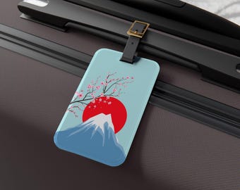 Mount Fuji Aziatisch geïnspireerde bagagelabel, ID-label reisbagage, Japan reiscadeau, rugzaklabel, koffer-ID, avontuurlijke accessoires