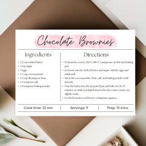 Personalisierte Aquarell Rezeptkarten, 4x6 Rezeptkartenvorlage Canva, Rezeptvorlage bearbeitbar, Rezeptkarte druckbar, Rezeptkarte benutzerdefinierte